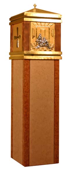 Tabernacles art. Er 70. Customized column according to the customer's request. finely chiseled by hand. With Emmaus Supper
