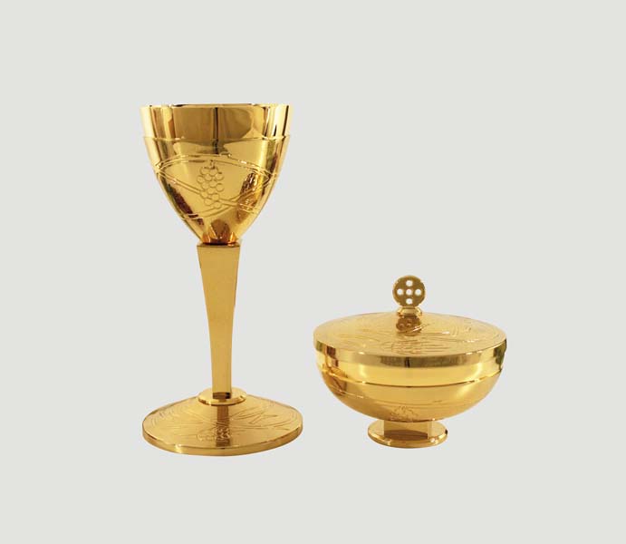 Chalice and Low Ciboria. Polished metal- chiseled and gold plating metal. Art. Er 1887- 1888